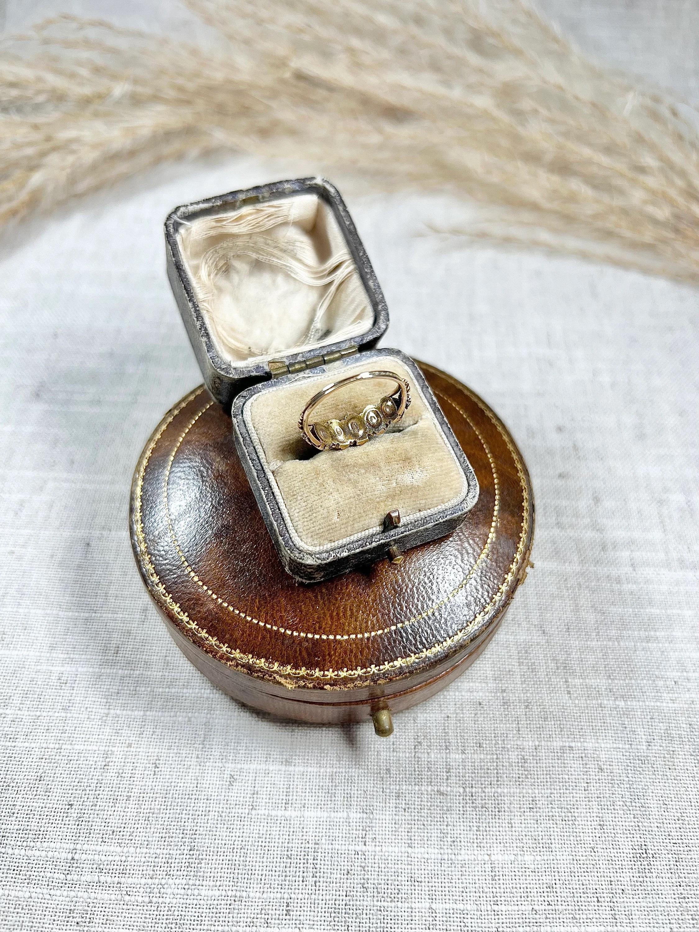 Oval Cut 15ct Gold Fancy Victorian Adore Acrostic Ring Amethyst Diamond Opal Ruby Emerald