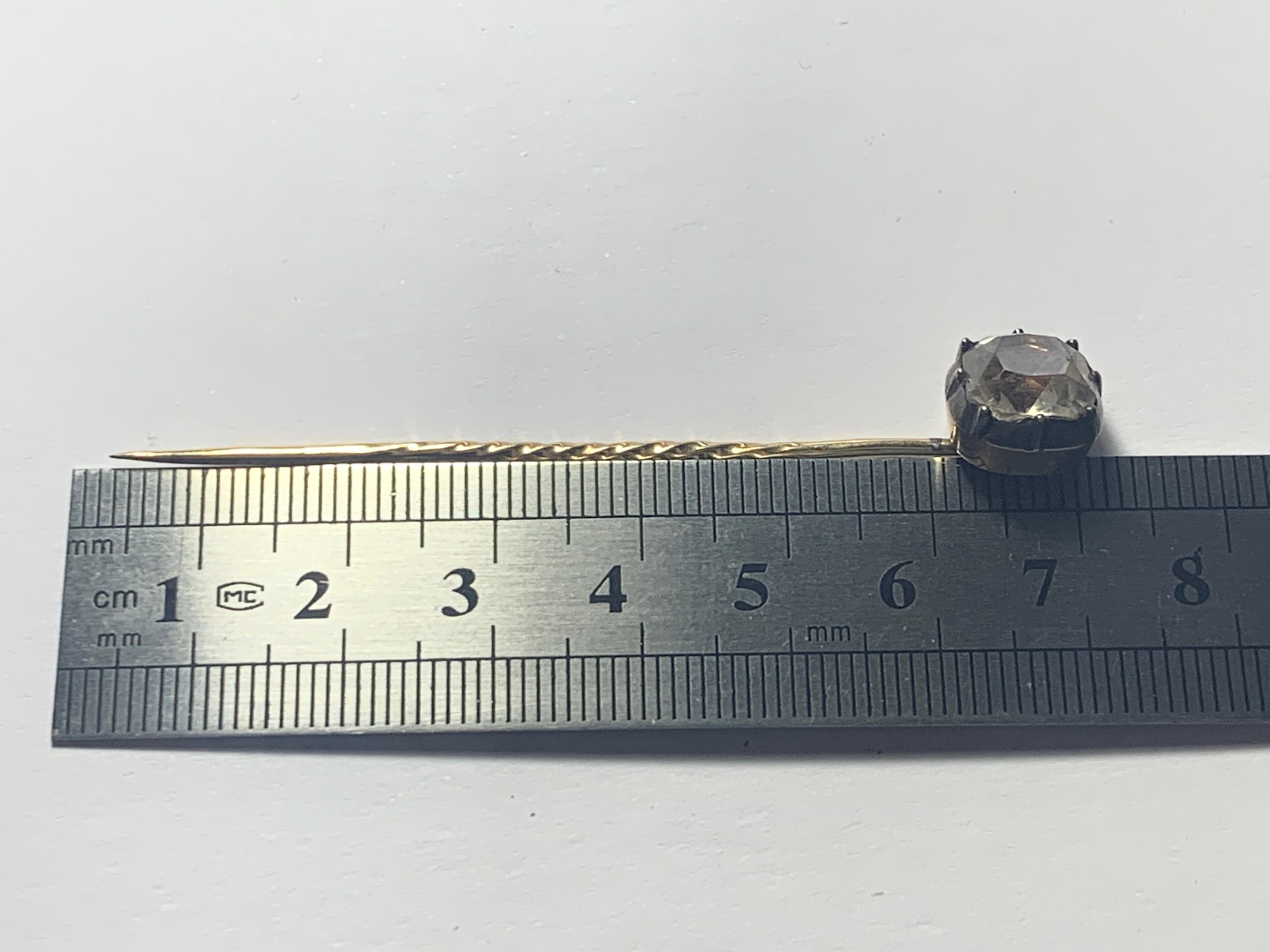 15ct Gold Georgian Quartz Black Dot Pin  For Sale 2