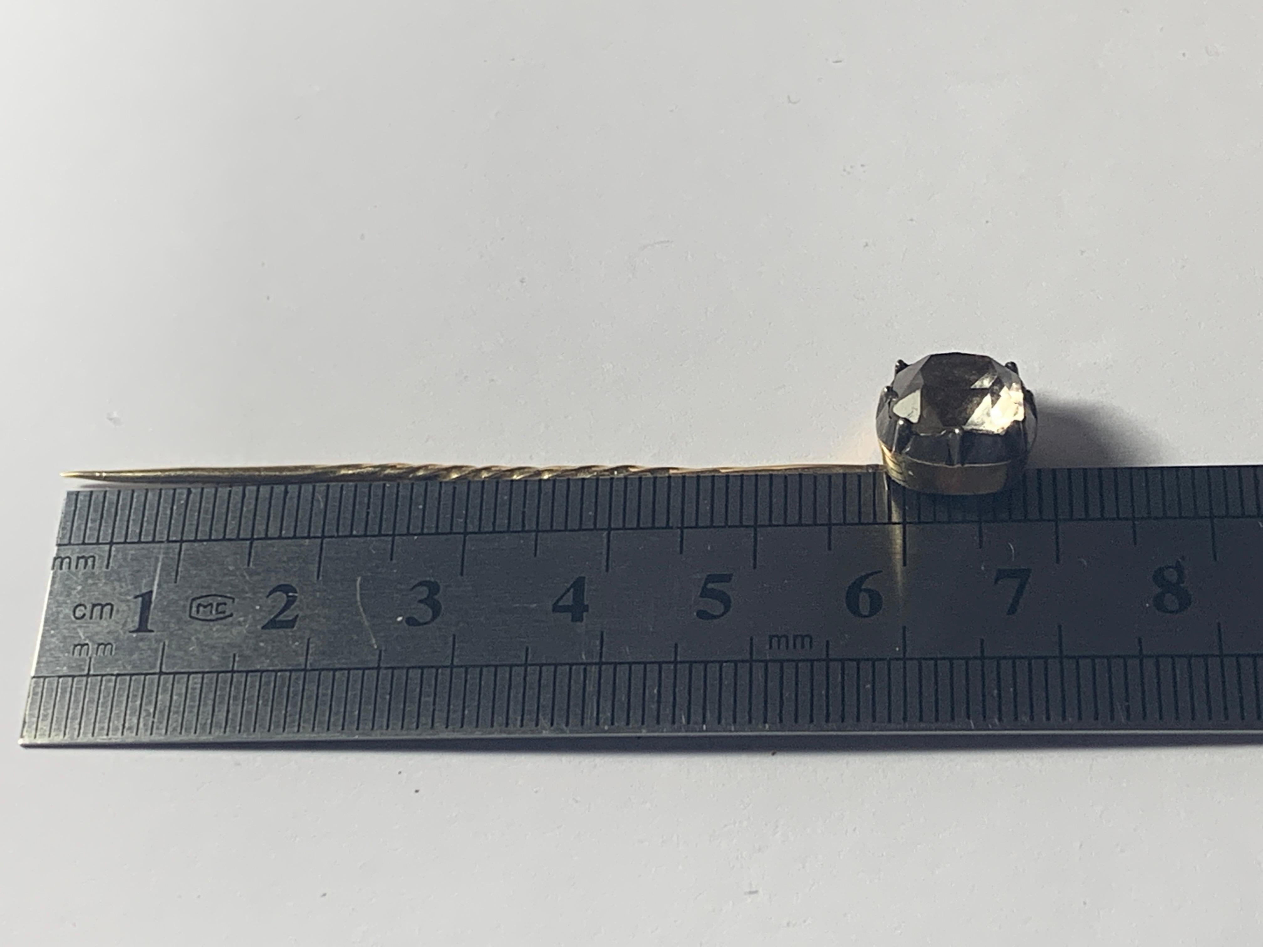 15ct Gold Georgian Quartz Black Dot Pin  For Sale 3