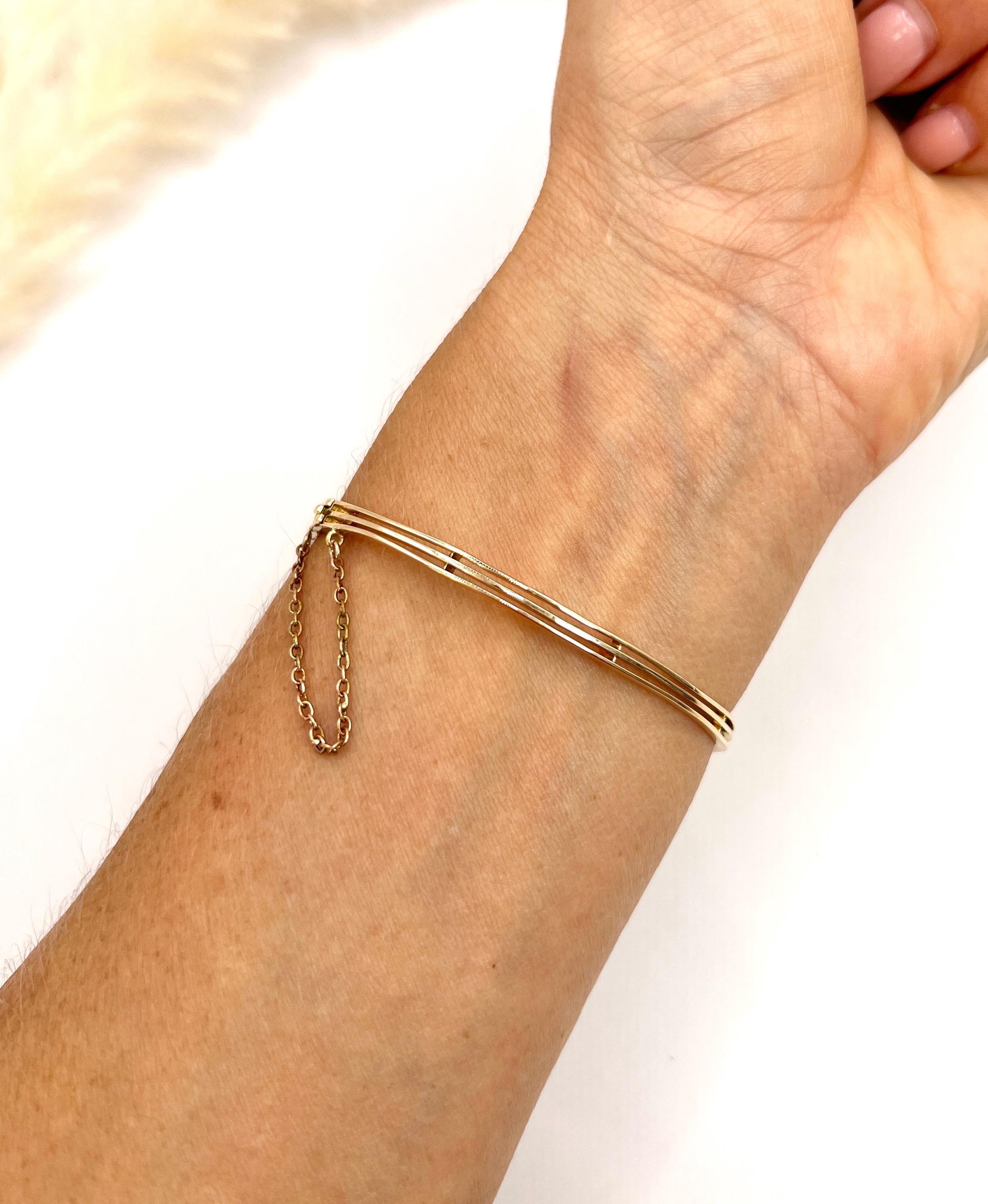 Pulsera Sufragista Eduardiana Graduada de Oro de 15 Quilates con Amatista, Peridoto y Perla en Semilla Eduardiano en venta