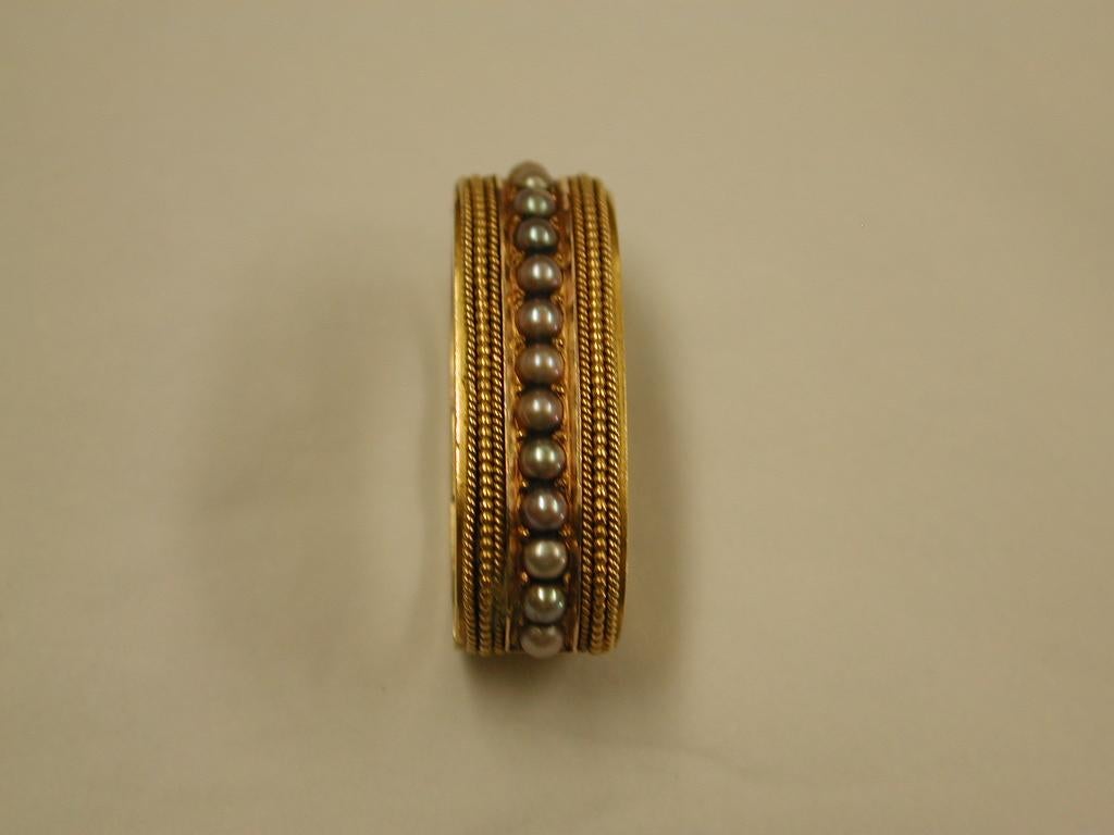 15ct Gold & Seed Pearl Victorian Scarf Clip, Circa 1880 In Good Condition For Sale In London, GB