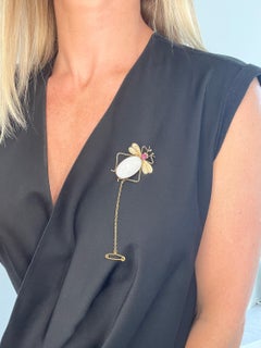 15ct Gold Stamped, Edwardian Almandine Garnet, Opal & Seed Pearl Bug Brooch