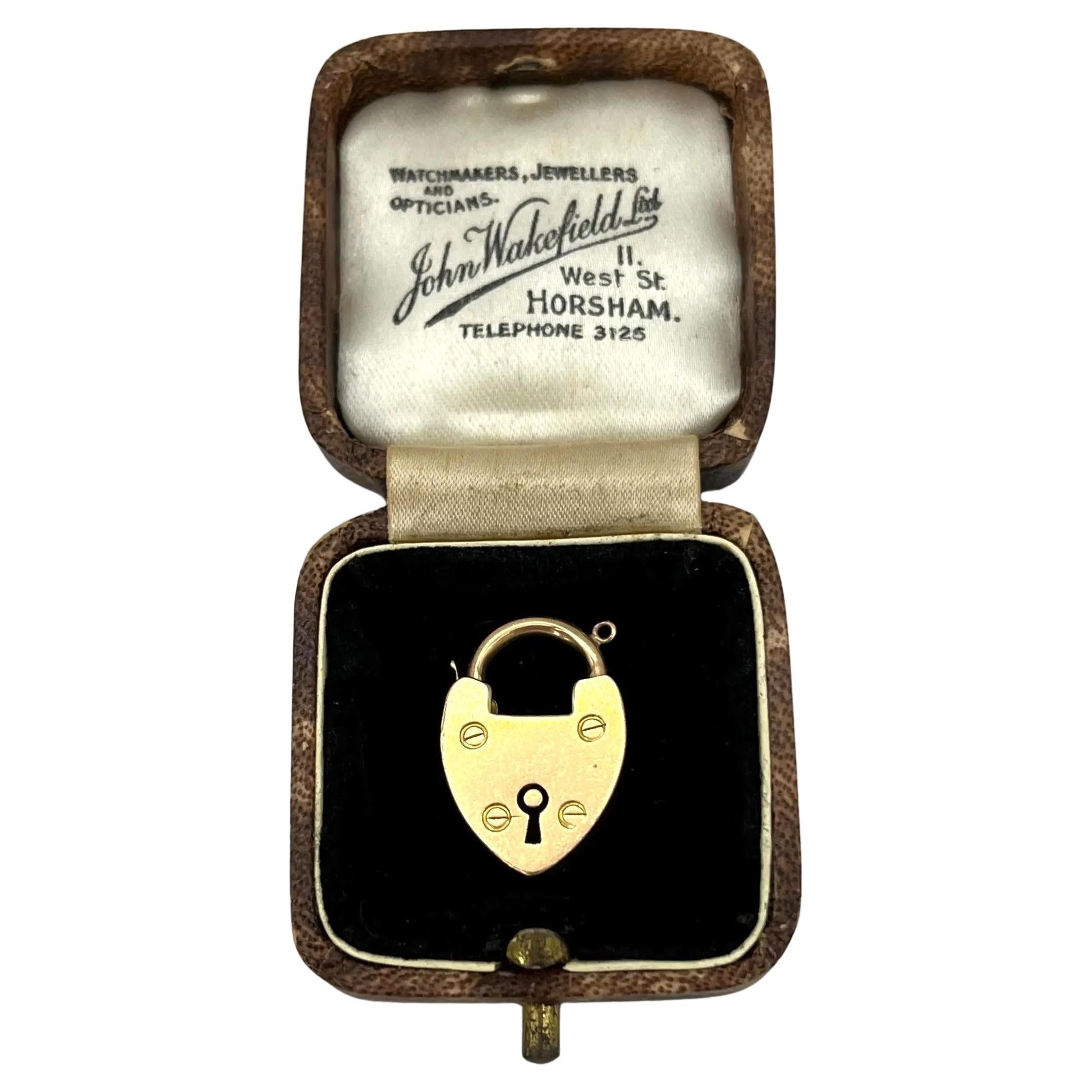 15ct Gold Victorian Heart Padlock Pendant, Bracelet Clasp Hallmarked Circa 1900