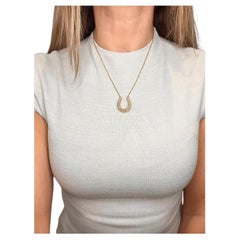 15ct Gold Victorian Pearl Lucky Horseshoe Pendant on 9ct yellow gold link chain