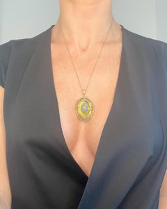 15ct Gold, Victorian Turquoise Blue Enamel, Pearl & Diamond Star Pendant Locket