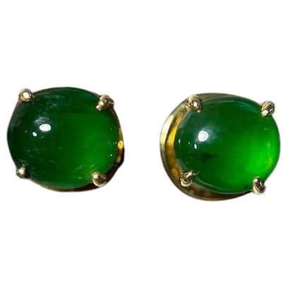 1.5Ct Grade A Burma Jadeite Jade Stud earring in 18k solid gold