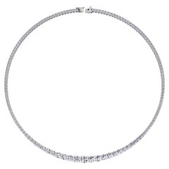 15 Karat abgestufte Diamant-Tennis-Halskette 14K Weißgold