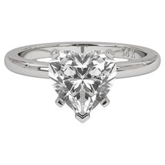 1.5CT Heart Cut Solitaire F-G Color with VS Clarity Lab Grown Diamond Ring