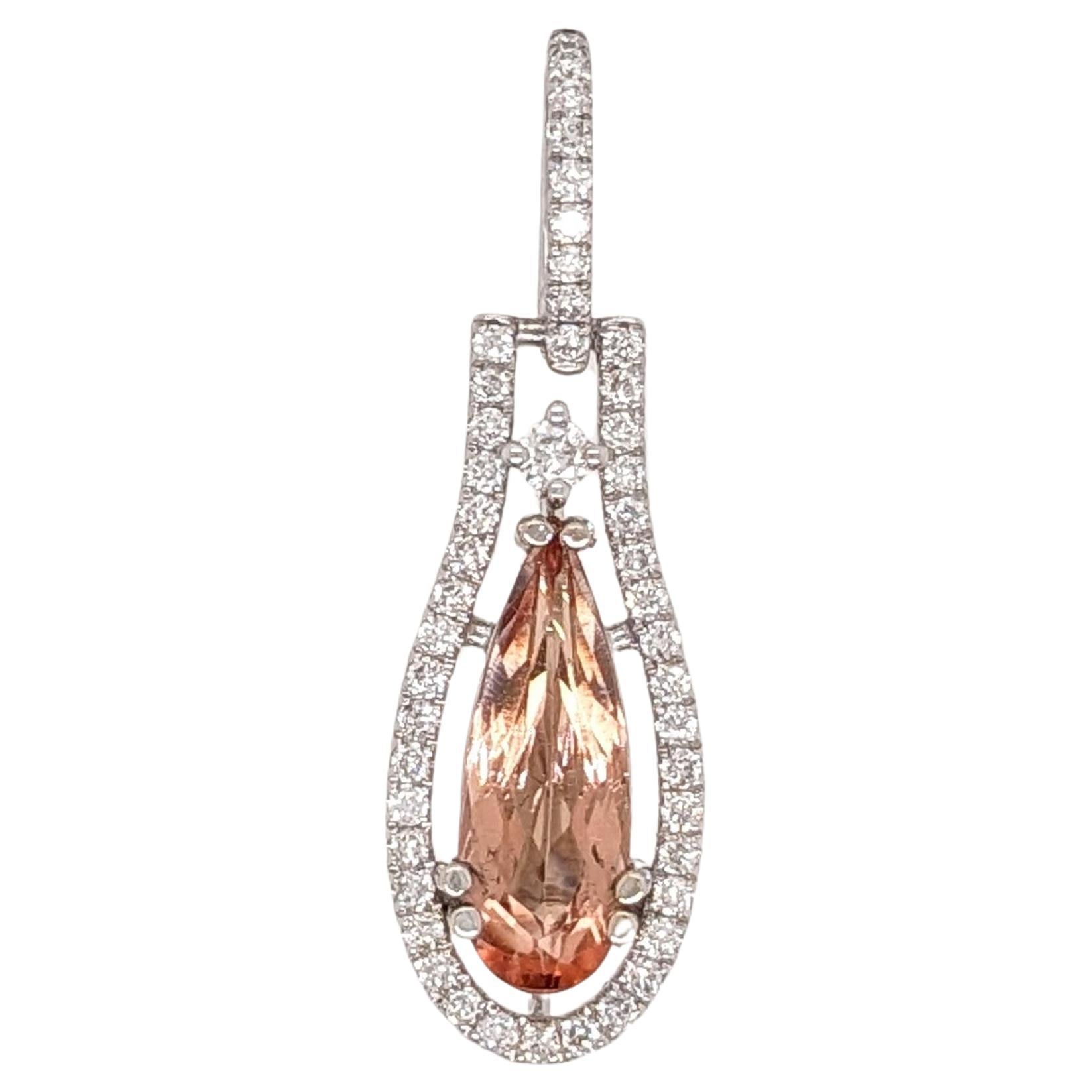 1.5ct Imperial Topaz Pendant w Earth Mined Diamonds in Solid 14K Gold PE 13.5x5 For Sale