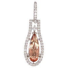1.5ct Imperial Topaz Pendant w Earth Mined Diamonds in Solid 14K Gold PE 13.5x5