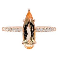 1.5ct Imperial Topaz Ring w Diamond Accents in Solid 14K Rose Gold  PE 13x4mm