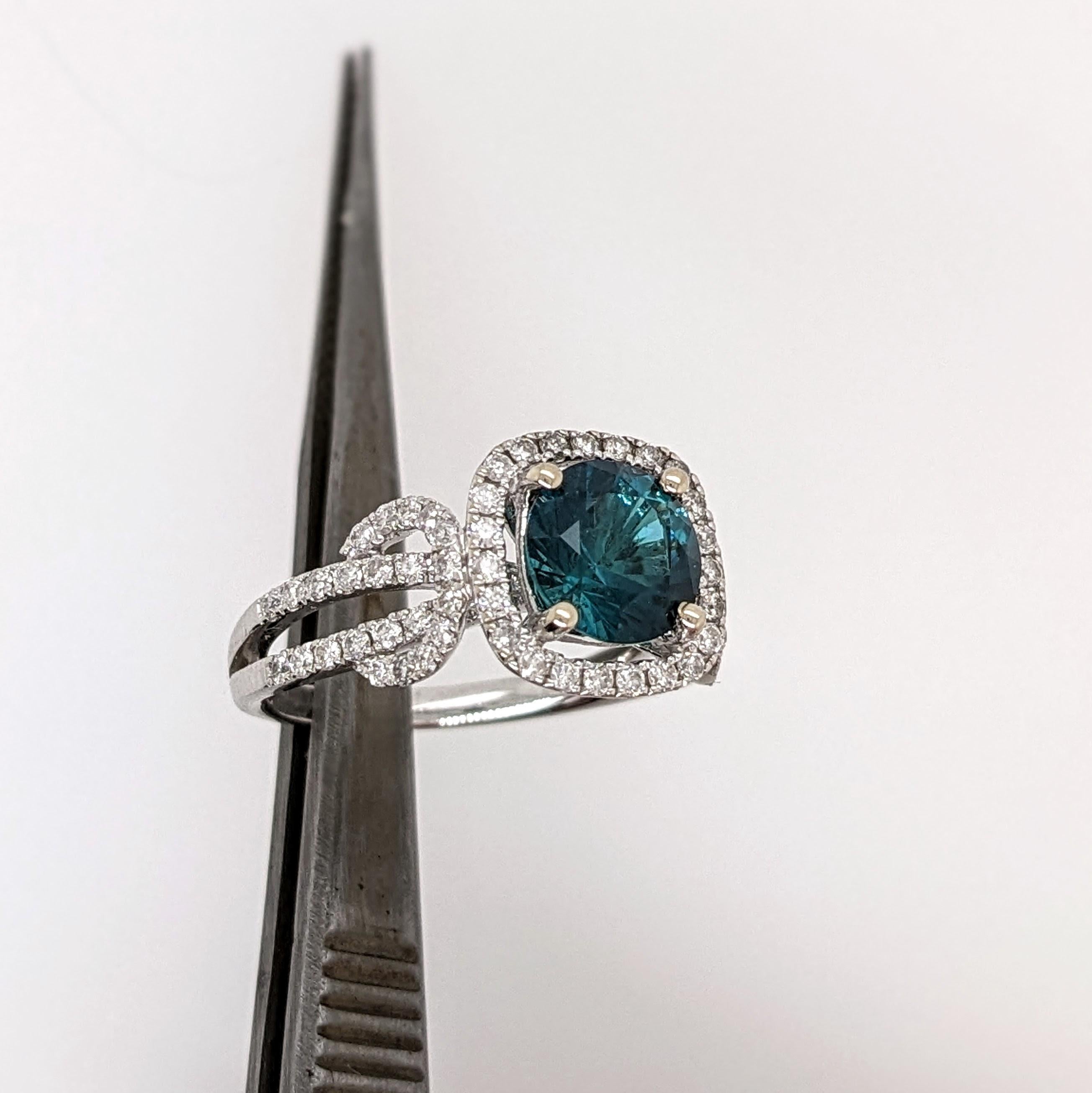 1.5ct Indicolite Tourmaline Ring w Earth Mined Diamonds in Solid 14K Gold 4