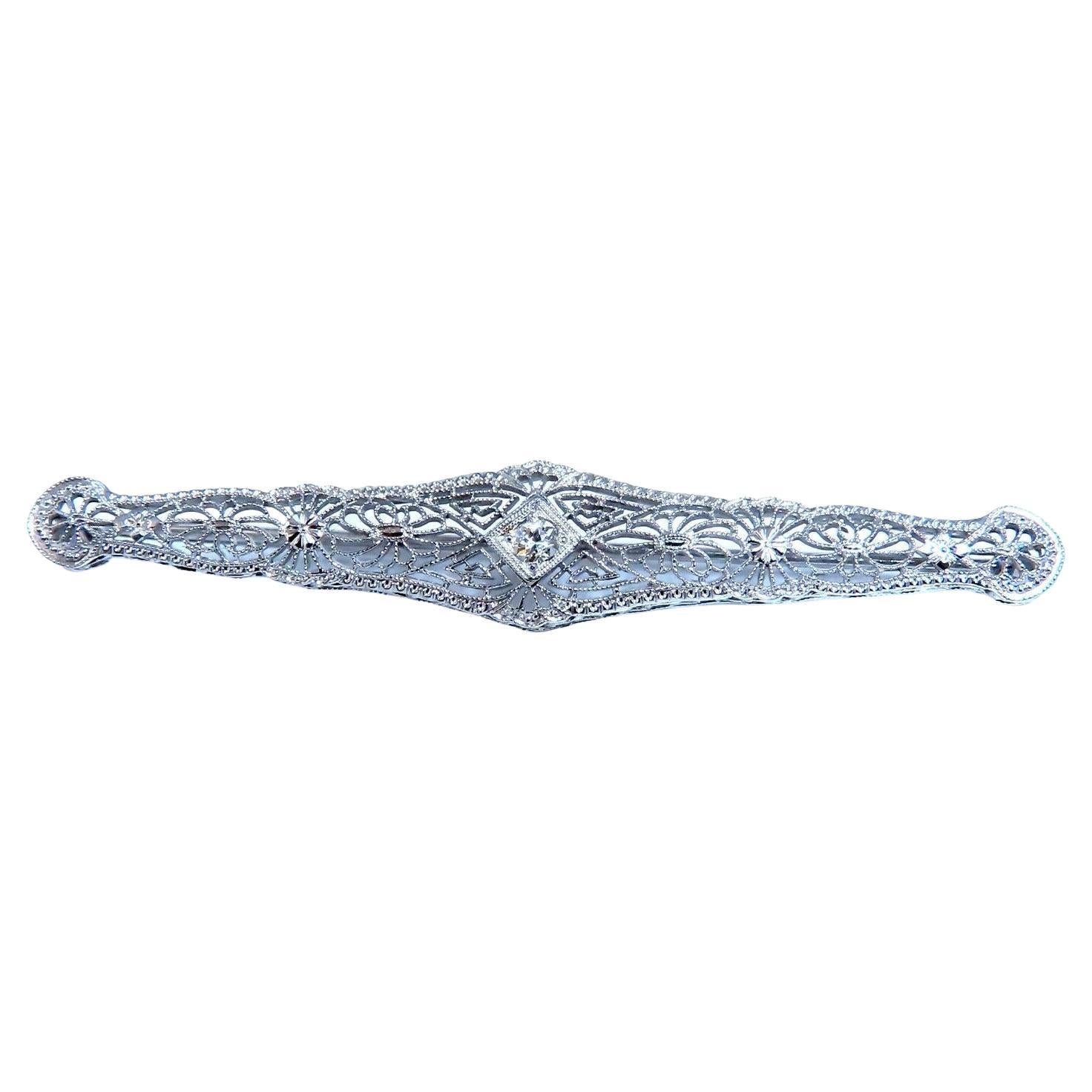 Épingle à bâton en filigrane avec diamants naturels de 0,15 carat, 14 carats
