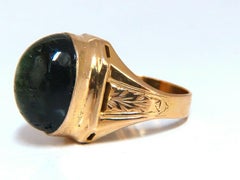 15ct Natural Tourmaline Cabochon Cats Eye Men's Ring 14 Karat Pinky Cigar Flash
