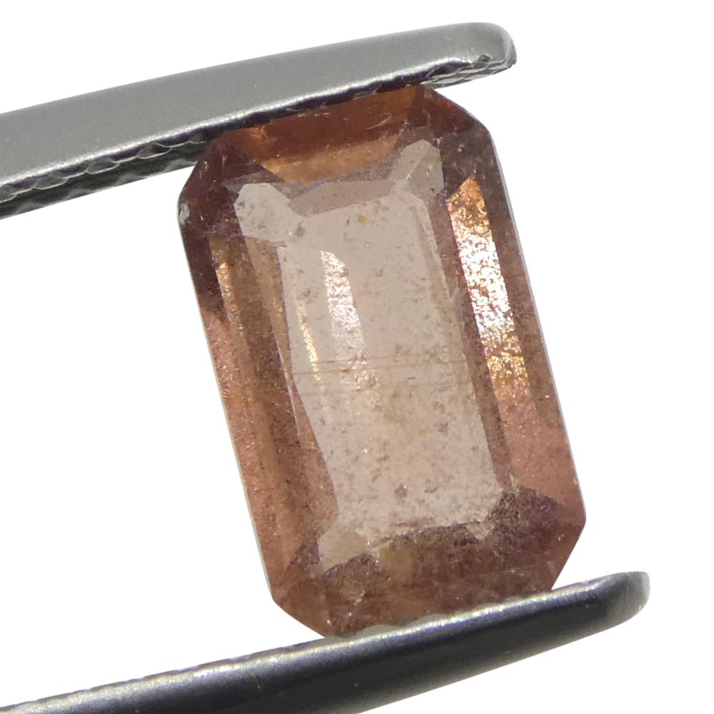 Women's or Men's 1.5ct Octagonal/Emerald Cut Pinkish-Orange Padparadscha Sapphire from Tanzania For Sale