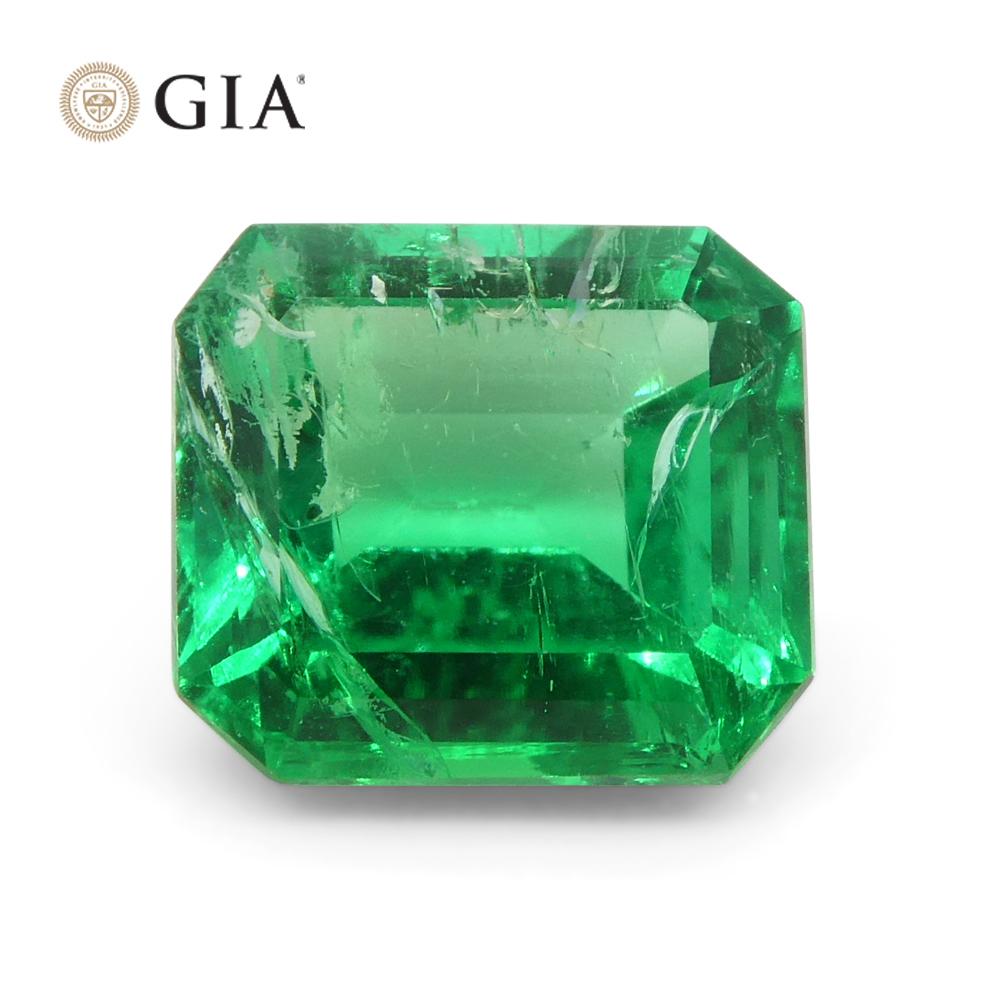 1.5ct Octagonal/Emerald Green Emerald GIA Certified Colombia   For Sale 8