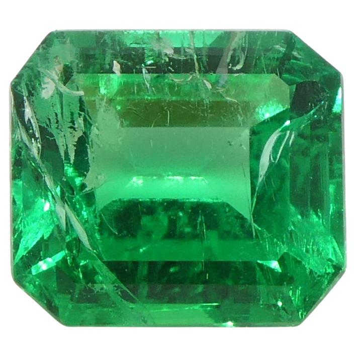 1.5ct Octagonal/Emerald Green Emerald GIA Certified Colombia   For Sale