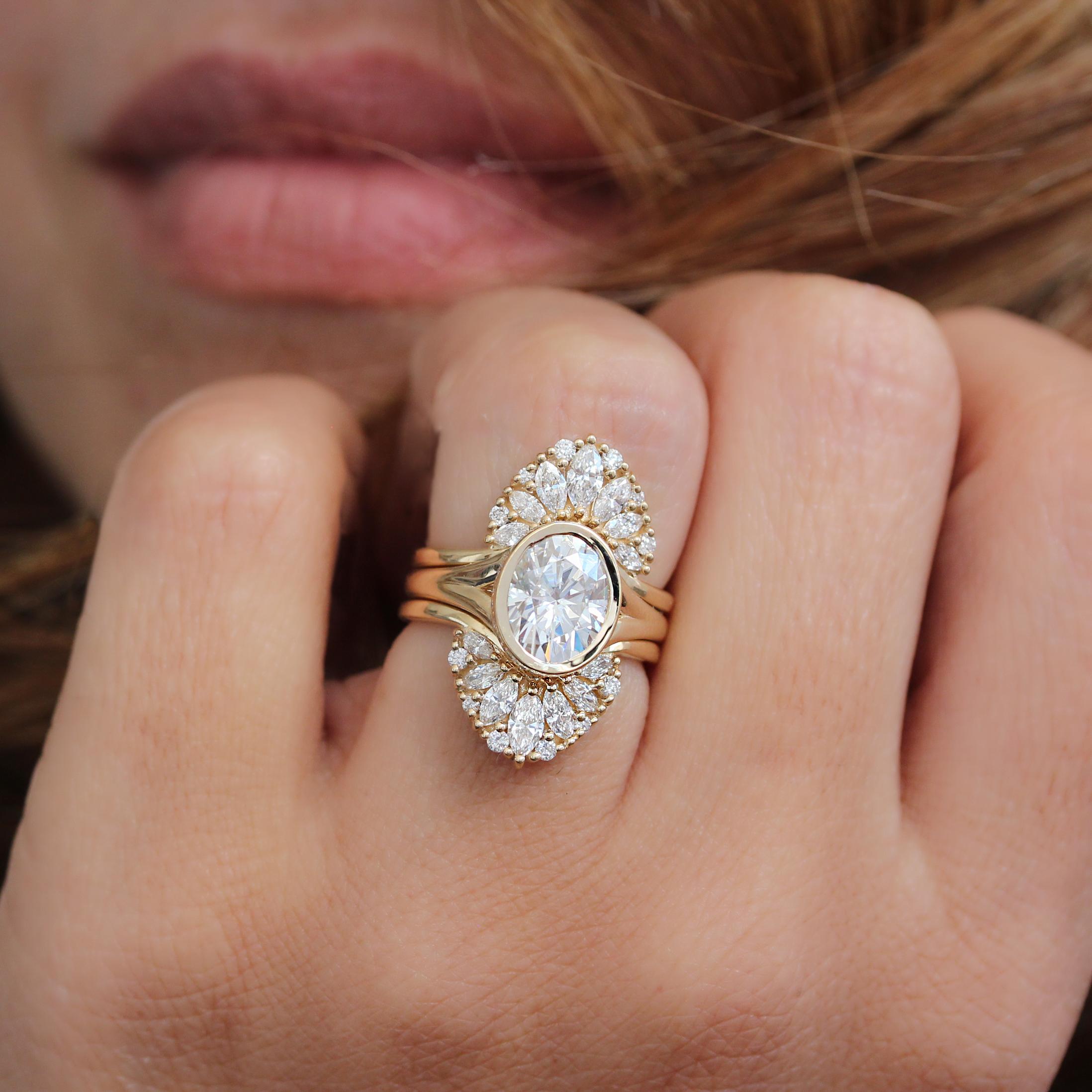 For Sale:  1.5CT Oval GIA Diamond Bezel Set Hidden Halo, Unique Engagement Ring Urban 4