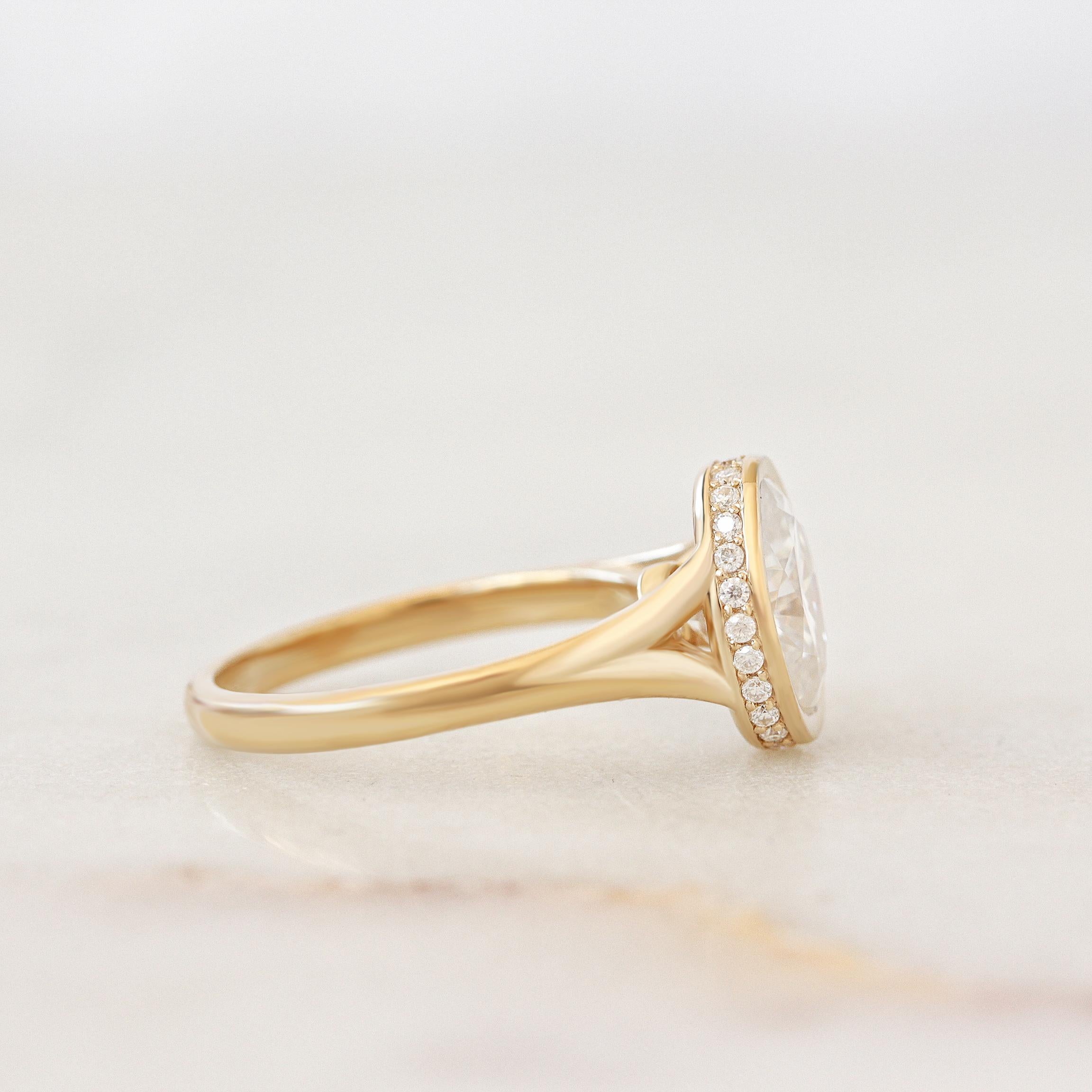For Sale:  1.5CT Oval GIA Diamond Bezel Set Hidden Halo, Unique Engagement Ring Urban 2
