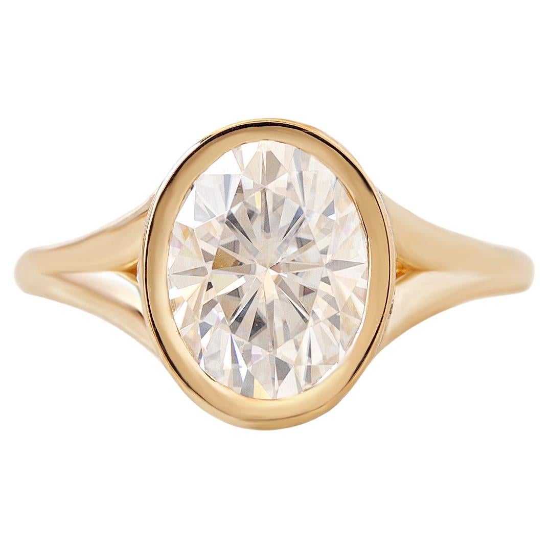 1.5CT Oval GIA Diamant Lünette Set Hidden Halo, Einzigartige Verlobungsring Urban