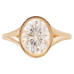 1.5CT Oval GIA Diamant Lünette Set Hidden Halo, Einzigartige Verlobungsring Urban