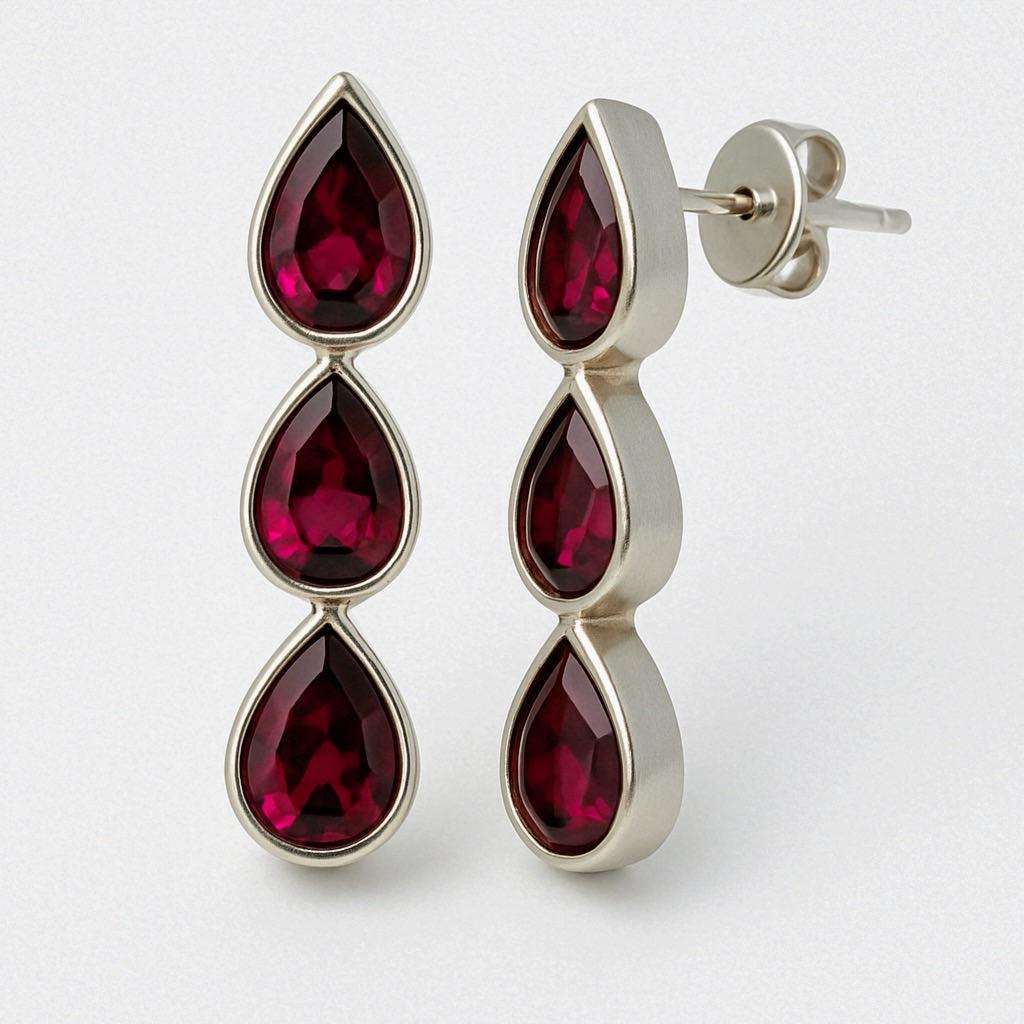 Boucles d'oreilles pendantes 1,5ct GARNET taille poire Neuf - En vente à Lanham, MD