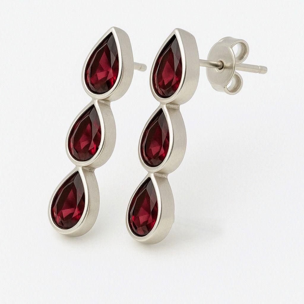 Boucles d'oreilles pendantes 1,5ct GARNET taille poire en vente 2