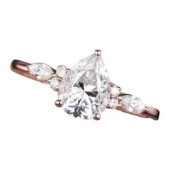 1.5CT Pear Cut Moissanite Verlobungsring 14k rose gold Ring Geschenk für Sie.