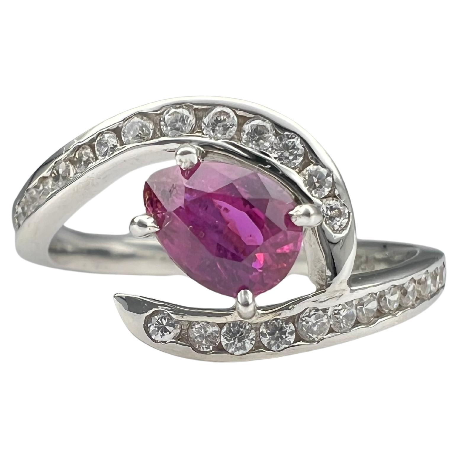 1.5ct Pear Cut Natural Pink Sapphire Ring For Sale 1