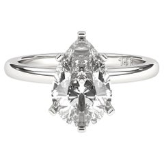 1.5CT Pear Cut Solitaire F-G Color with VS Clarity Lab Grown Diamond Ring