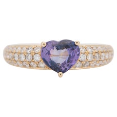 1.5ct Pinkish Purple Sapphire on Diamond Pave Engagement Ring 14K Gold R6499