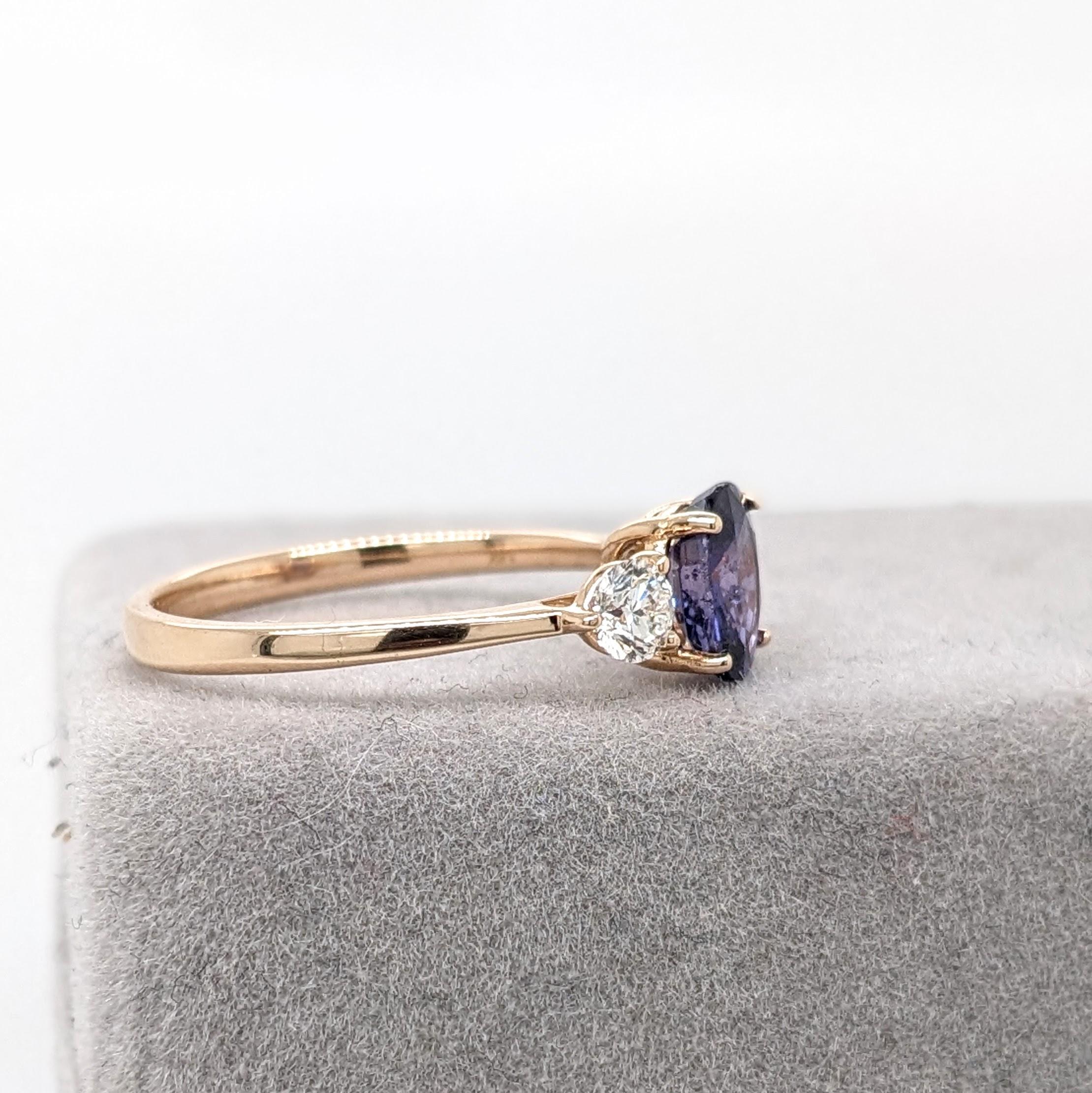 1.5ct Purple Sapphire Ring w Natural Diamonds in Solid 14K Gold Oval 6x4mm In New Condition In Columbus, OH