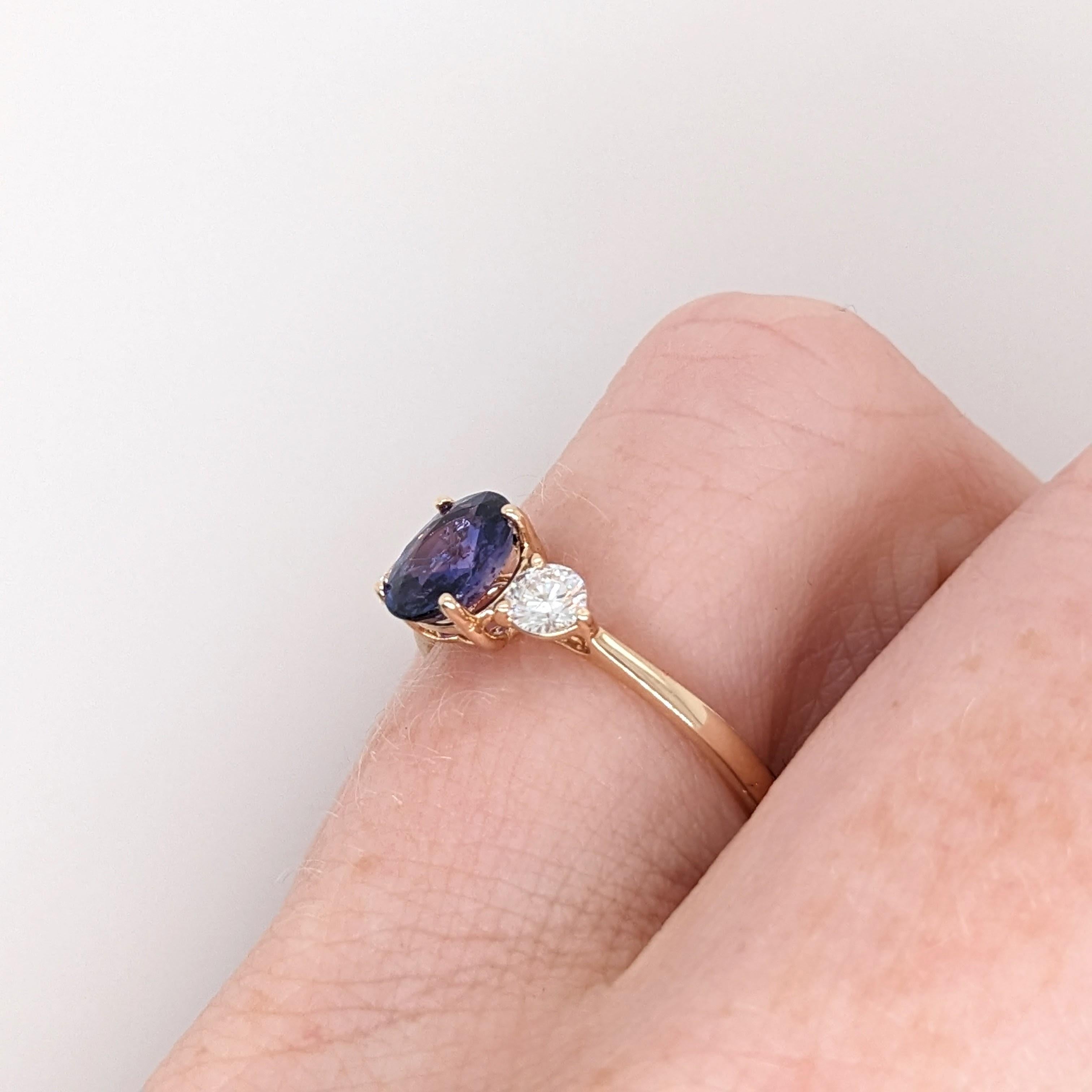 1.5ct Purple Sapphire Ring w Natural Diamonds in Solid 14K Gold Oval 6x4mm 1