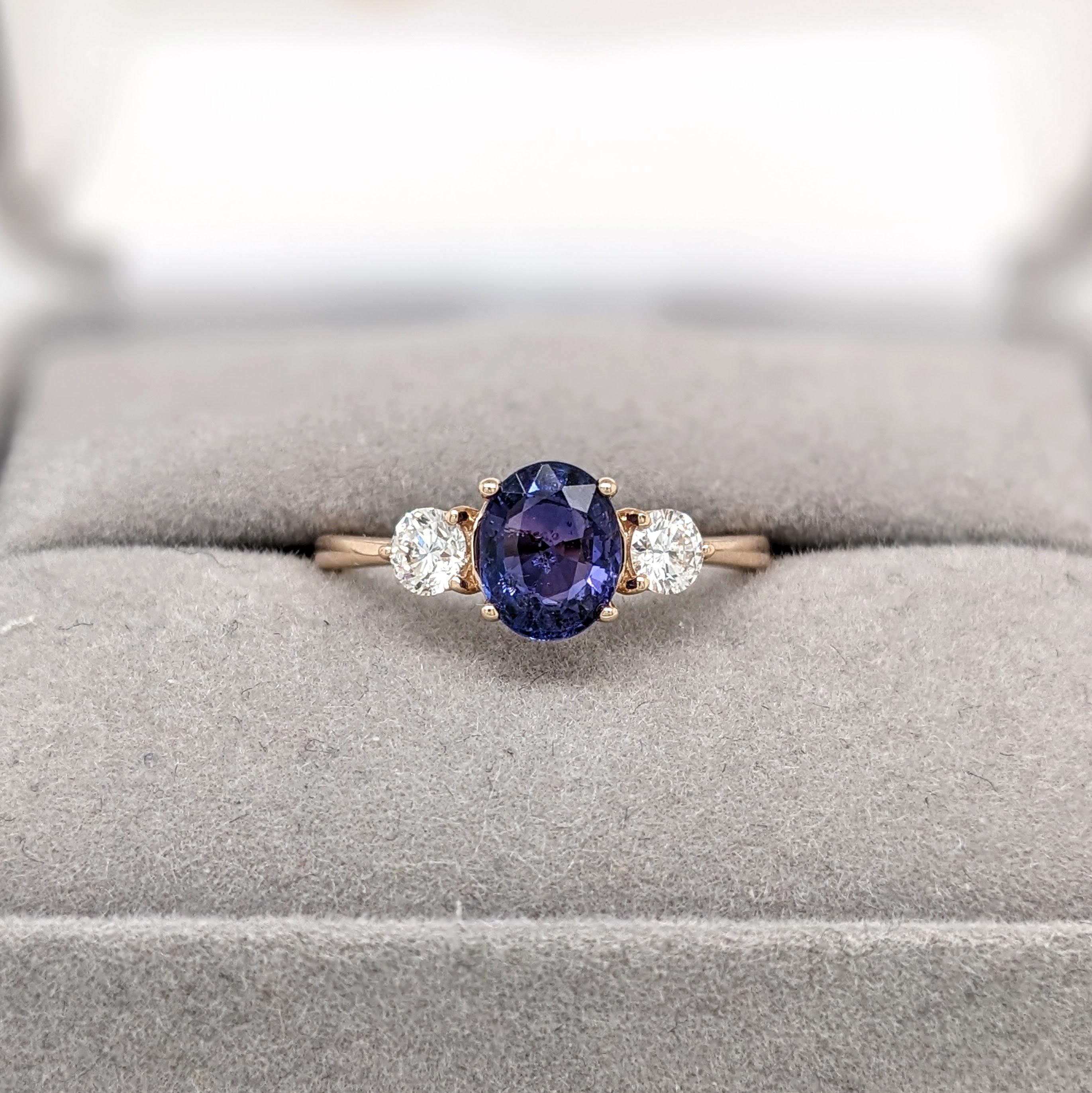 1.5ct Purple Sapphire Ring w Natural Diamonds in Solid 14K Gold Oval 6x4mm 2