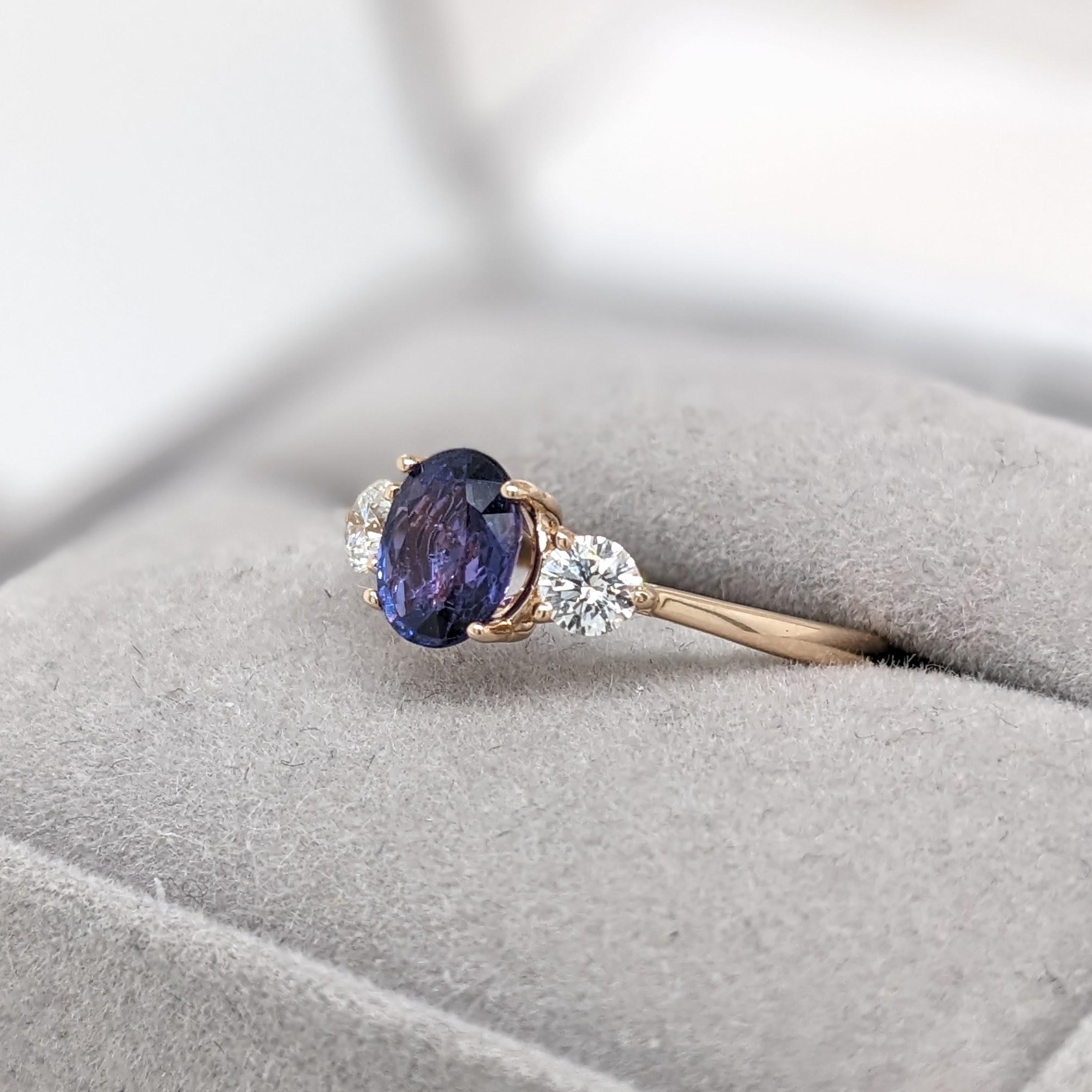 1.5ct Purple Sapphire Ring w Natural Diamonds in Solid 14K Gold Oval 6x4mm 3