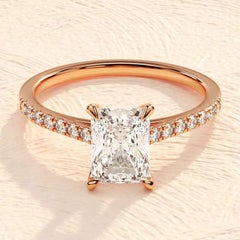 1.5ct Radiant Moissanite Engagement Ring 925 Sterling Silver Ring Gift for Her.