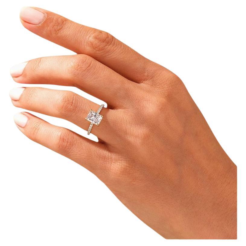 1.5ct Radiant Moissanite Engagement Ring 925 Sterling Silver Ring Gift for Her.