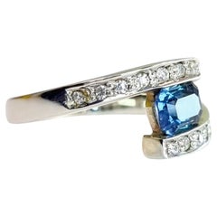 1.5Ct  Rectangular Natural Blue Sapphire Bypass Ring