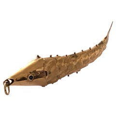 Antique 15ct Rose Gold Articulated Fish Pendant 
