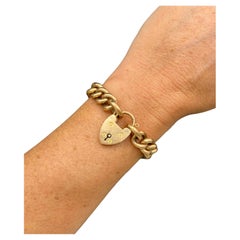 Bracelet à maillons victoriens en or rose 15ct avec fermoir cadenas en forme de cœur