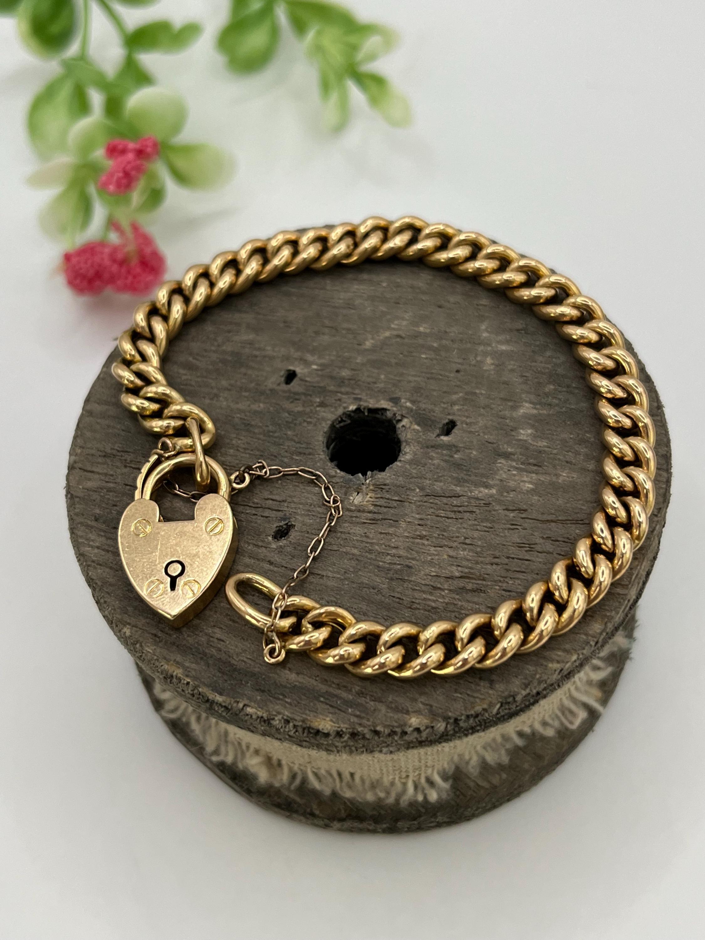 Bracelet à maillons en or rose 15ct de style victorien avec fermoir à cadenas en forme de cœur, Circa 1900 en vente 6