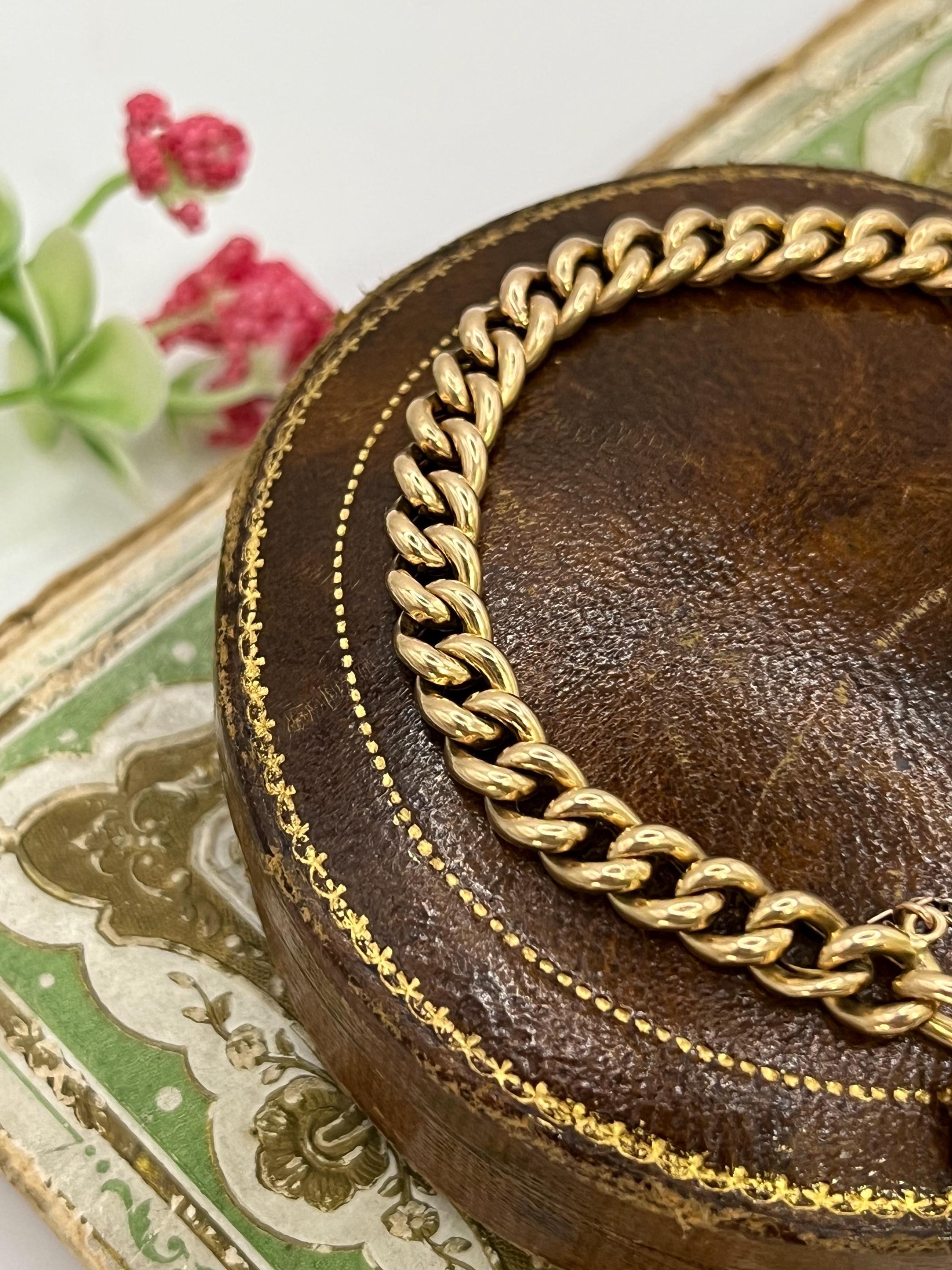 Bracelet à maillons en or rose 15ct de style victorien avec fermoir à cadenas en forme de cœur, Circa 1900 en vente 3