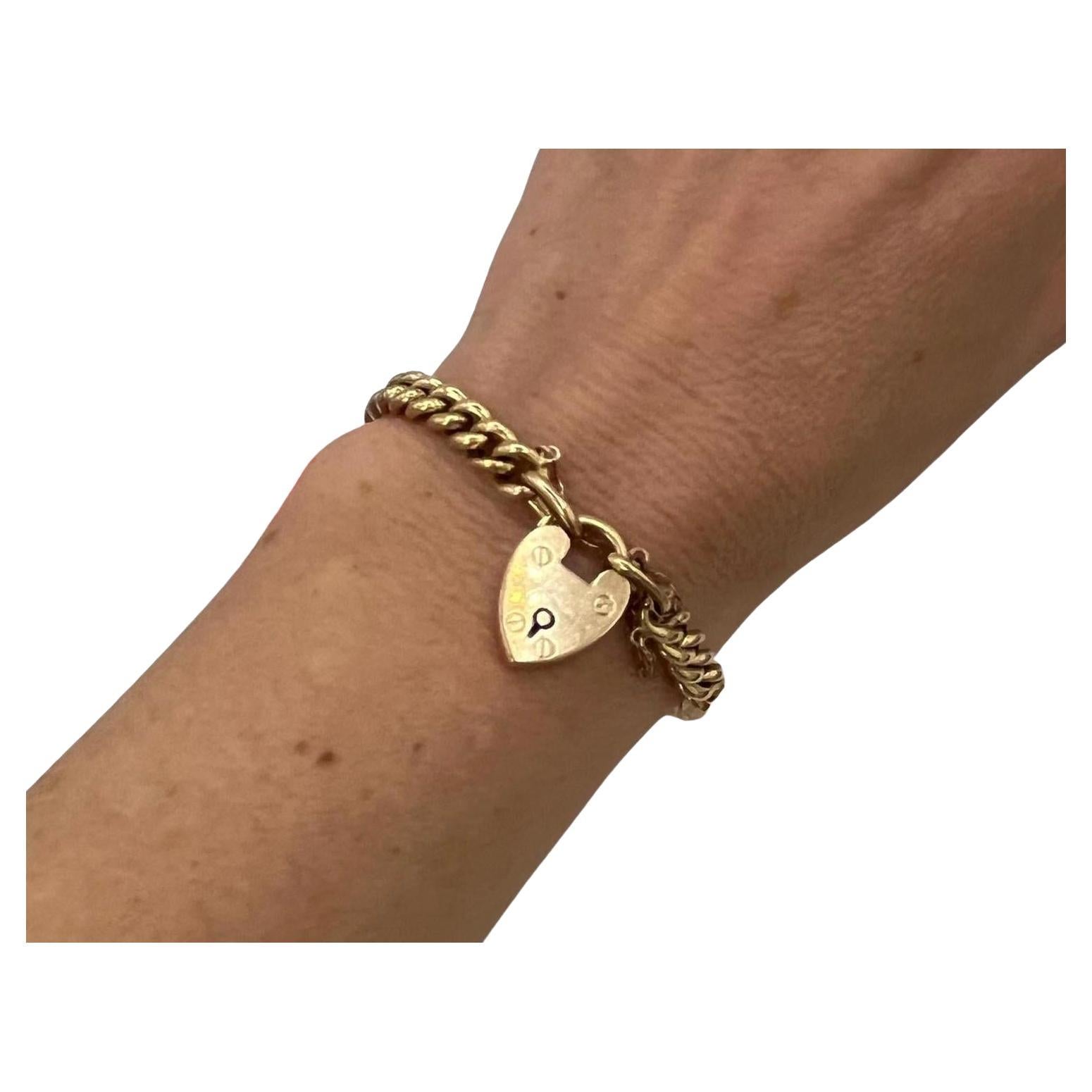 Bracelet à maillons en or rose 15ct de style victorien avec fermoir à cadenas en forme de cœur, Circa 1900