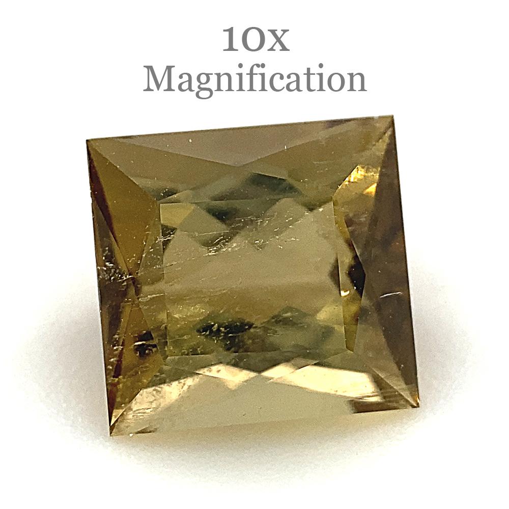 Description:

Gem Type: Tourmaline
Number of Stones: 1
Weight: 1.5 cts
Measurements: 6.56 x 6.23 x 4.25 mm
Shape: Square
Cutting Style Crown: Brilliant Cut
Cutting Style Pavilion: Modified Brilliant Cut
Transparency: Transparent
Clarity: Moderately