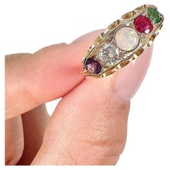 15ct Two Colour Gold Victorian Amethyst Diamond Opal Ruby and Emerald Adore Ring