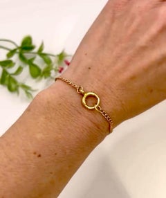 15ct Two Colour Yellow Gold & Platinum, 1920s Curb Bracelet with Bolt Ring Clasp