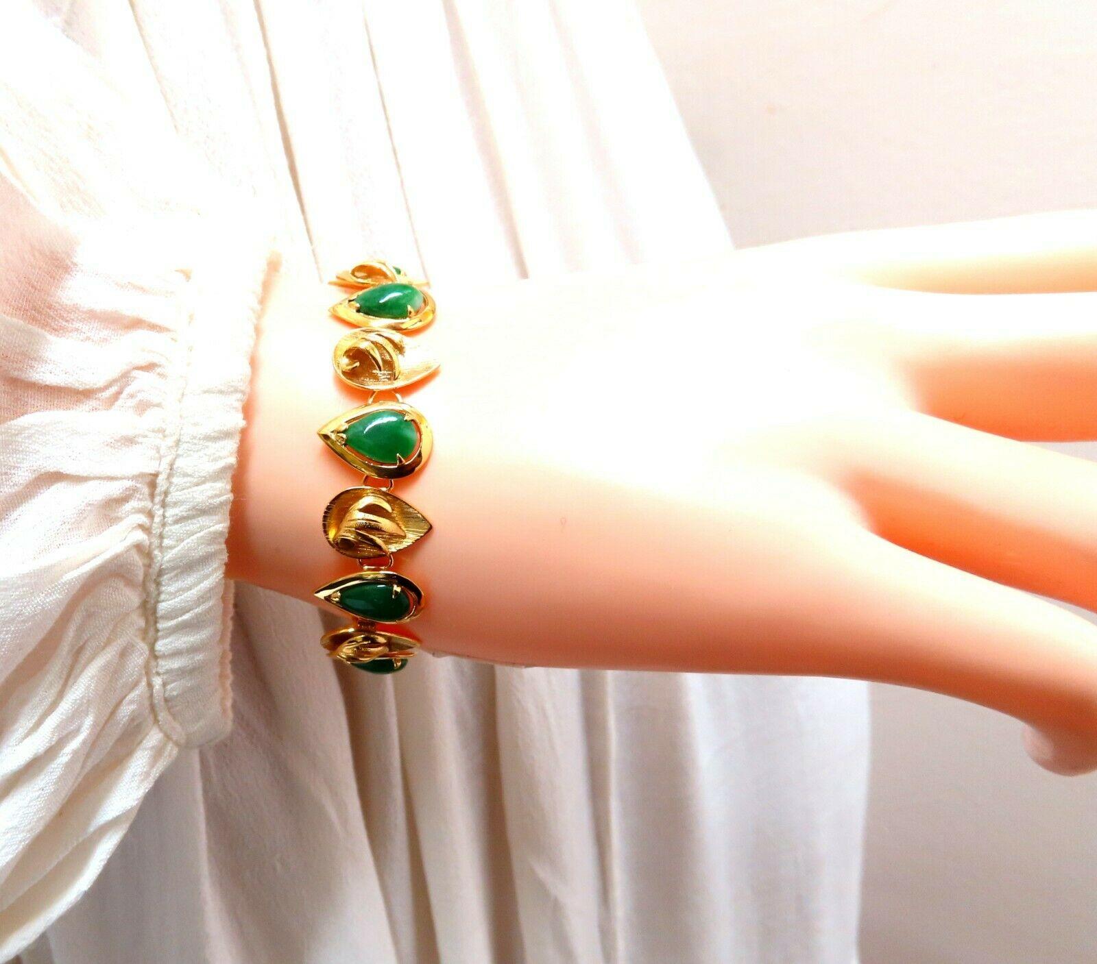 15ct Vintage Estate Natural Jade Bracelet 14kt For Sale 2