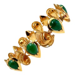 15ct Vintage Estate Natural Jade Bracelet 14kt*