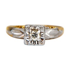 Bague solitaire vintage en or 14 carats de 0,15 carat