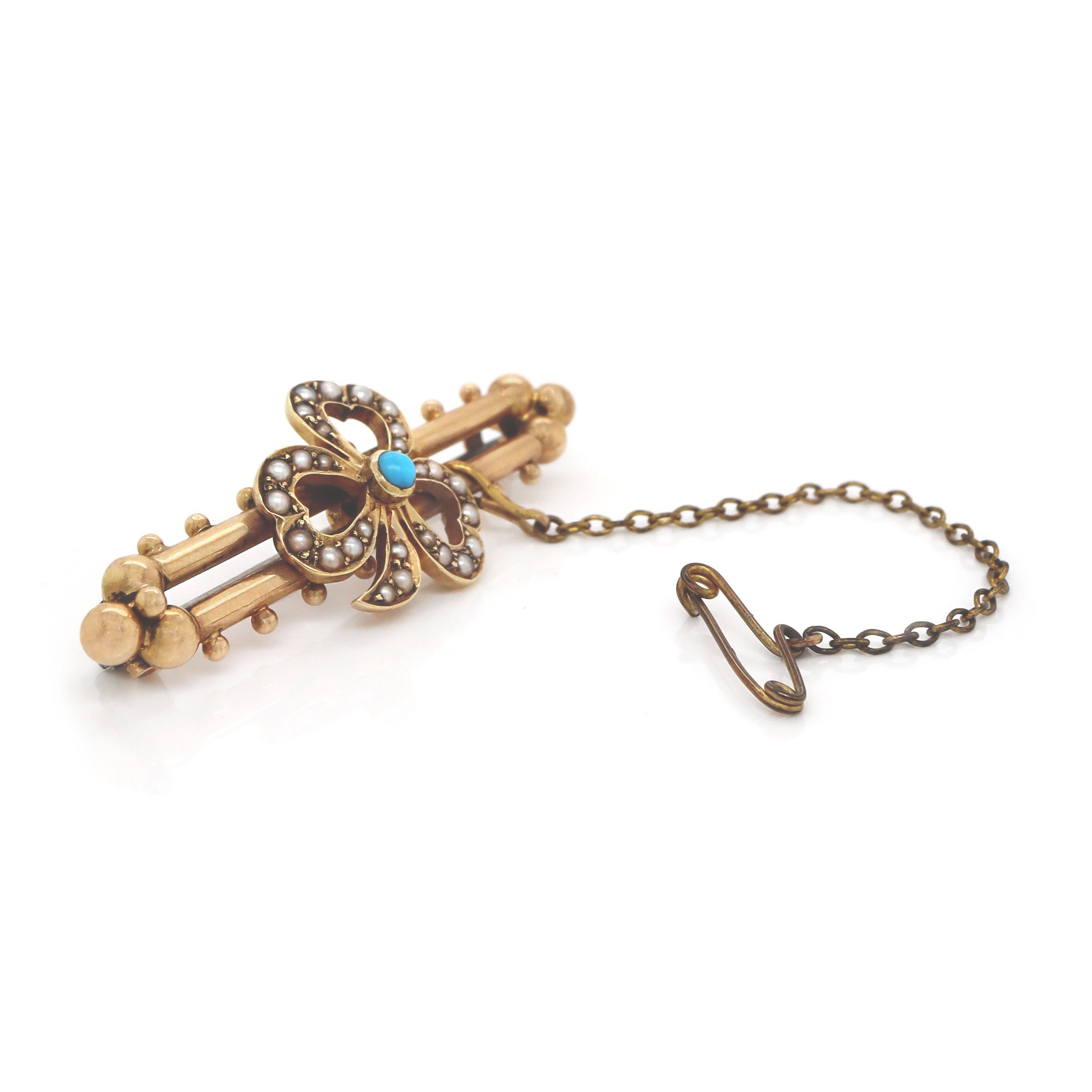 15CT White Gold Turquoise And Pearl Clover Brooch

This captivating piece features a round cabochon cut light blue Turquoise at its heart, with its soft, inviting hue, exuding a calming presence. With twenty-seven near round white seed pearls